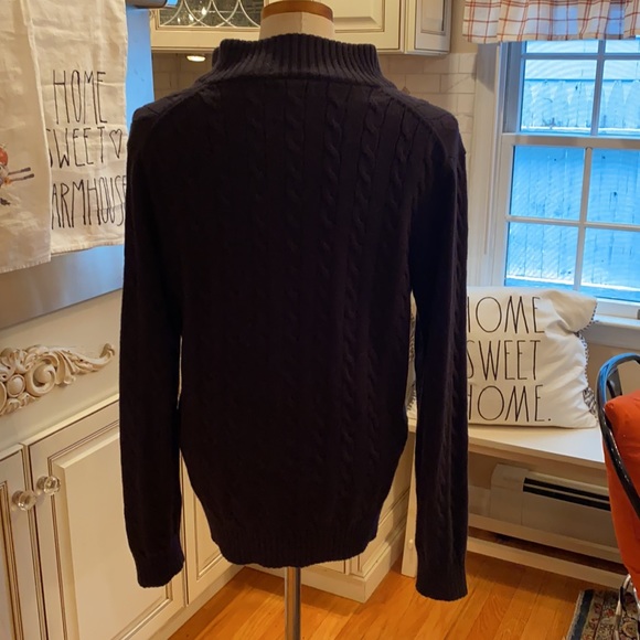 IZOD 🐊💯 QUALITY COTTON MENS CABLE KNIT ZIP FRONT SWEATER - Picture 7 of 8